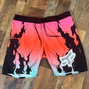 Fox Racing Pyre 19" Boardshorts - Pink/Orange Flame Gradient - Size 38